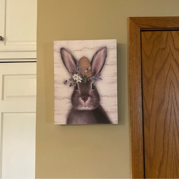Springtime Bunny with Beehive Wooden Picture - Picture 10 of 10